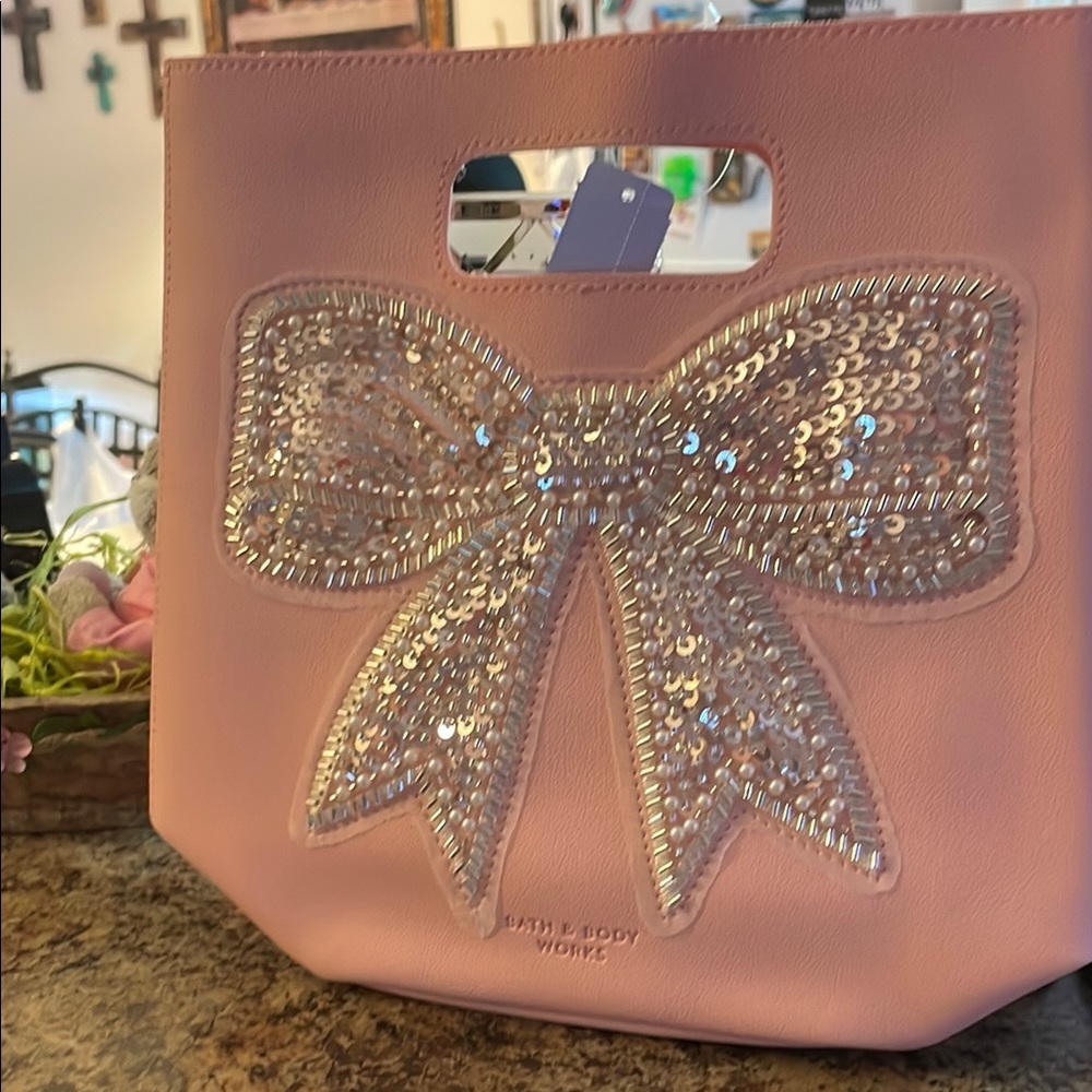 Bath & Body Works Pink Sequin Bow Bag